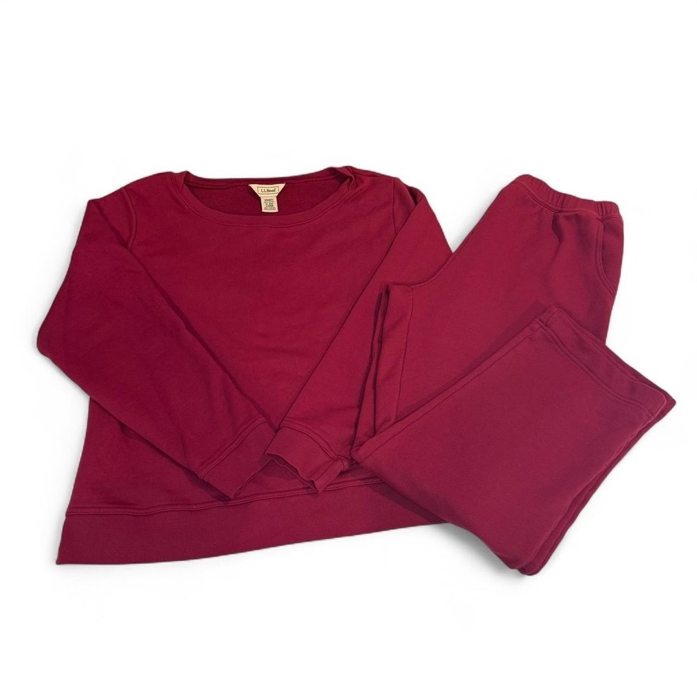 L.L.Bean burgundy/pink cotton matching set.
